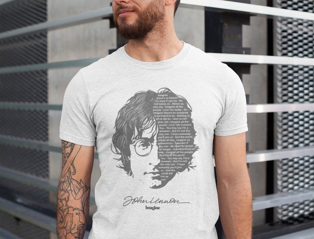 John Lennon Imagine Song Lyrics Tshirt Beatles Music
